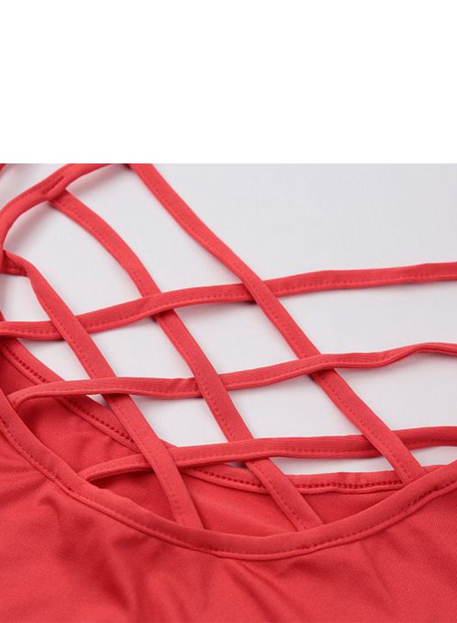 Generic - Criss Cross Backless Bodycon Tunic Top Watermelon Red - Image 1