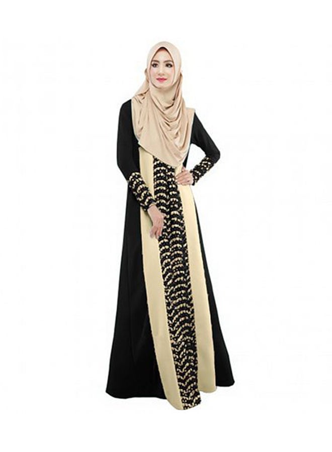 Long Sleeve Muslim Maxi Abaya Dress Black - Image 1