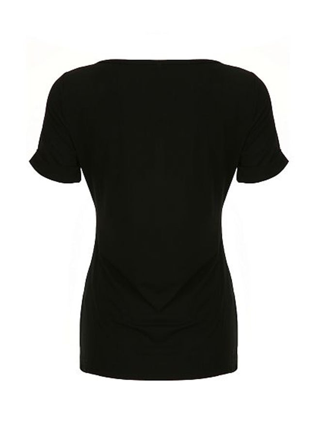 Mixfeer Short Sleeve Deep V Neck T-Shirt Black - Image 2