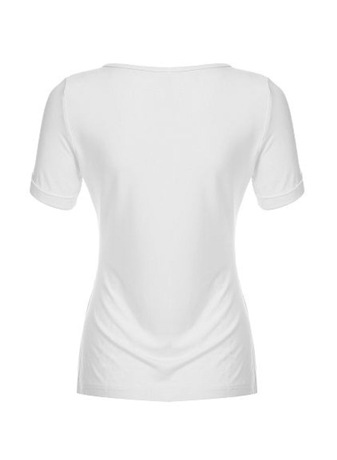 Mixfeer Short Sleeve Deep V Neck T-Shirt White - Image 2