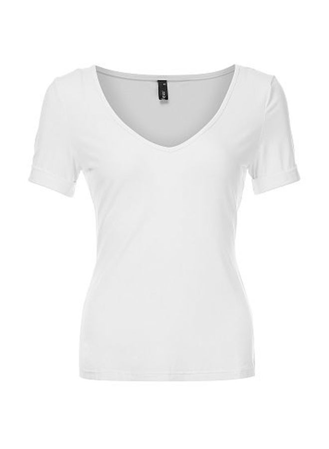 Mixfeer Short Sleeve Deep V Neck T-Shirt White - Image 1