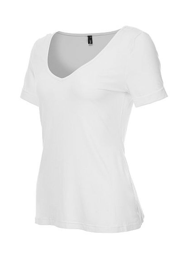 Mixfeer Short Sleeve Deep V Neck T-Shirt White - Image 3