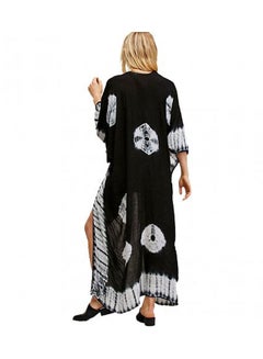 New Contrast Print Long Loose Beach Cover Up Black - v1551336508/N21121333V_2