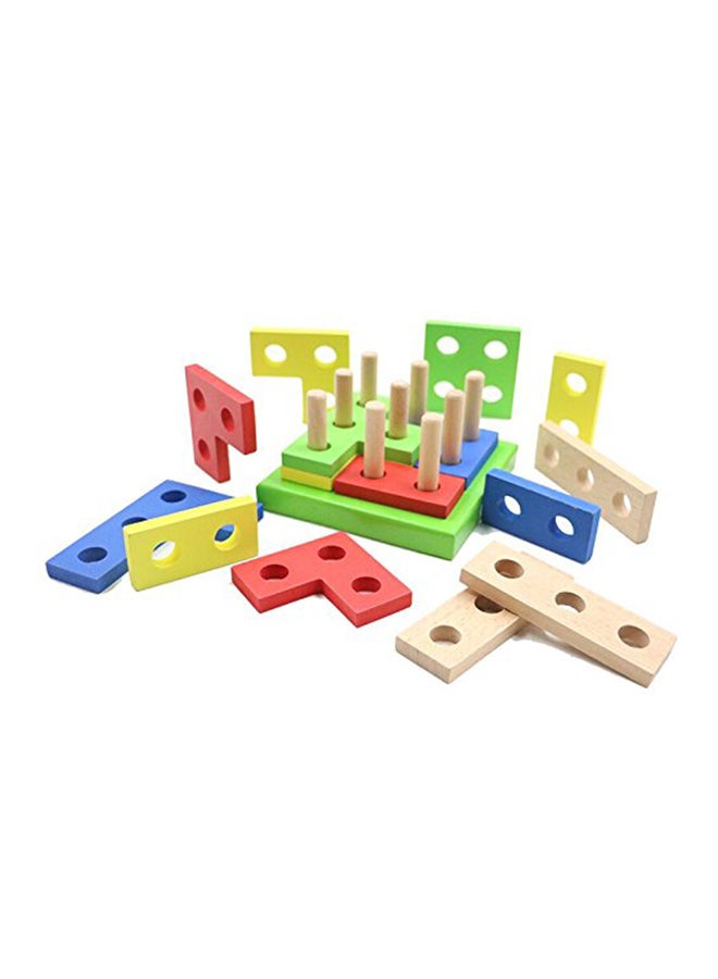 Revanak Wooden Geometric Board Stacking Blocks Puzzle  - Image 1