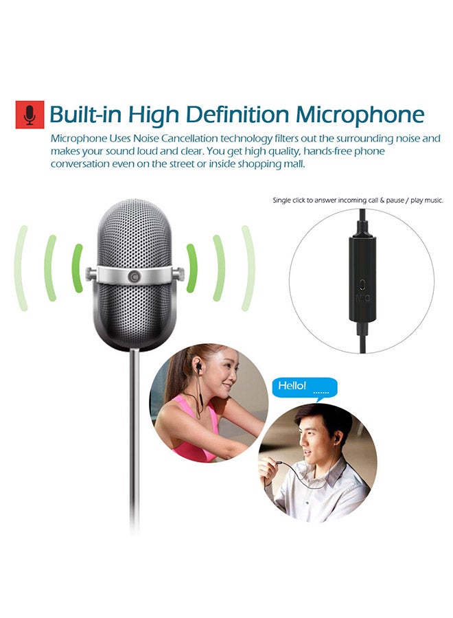 FC12 Stereo Music Headset Air Tube 3.5mm Anti-radiation Earphone In-ear Headphone Radiation Free Noise Reduction Line Control with Mic Black for Smart Phones Desktop Notebook Tablet PC  - Image 5