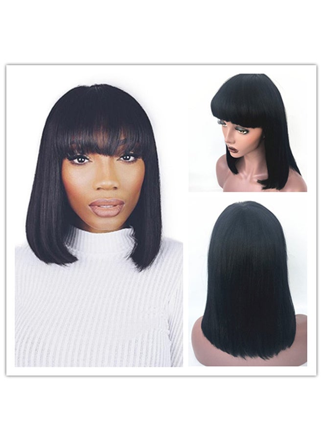 شعر مستعار قصير برازيلي لا يحتاج إلى اللصق بالغراء بتصفيفة بوب أسود