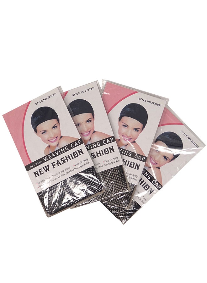 4-Piece Elastic Nylon Wig Caps Black - Image 2