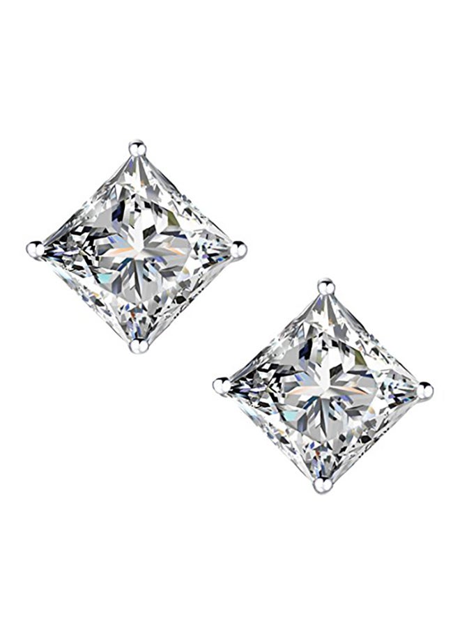 Chic Code 18K Gold Plated Princess Cut Simulated Diamond Studs Earrings - Image 1