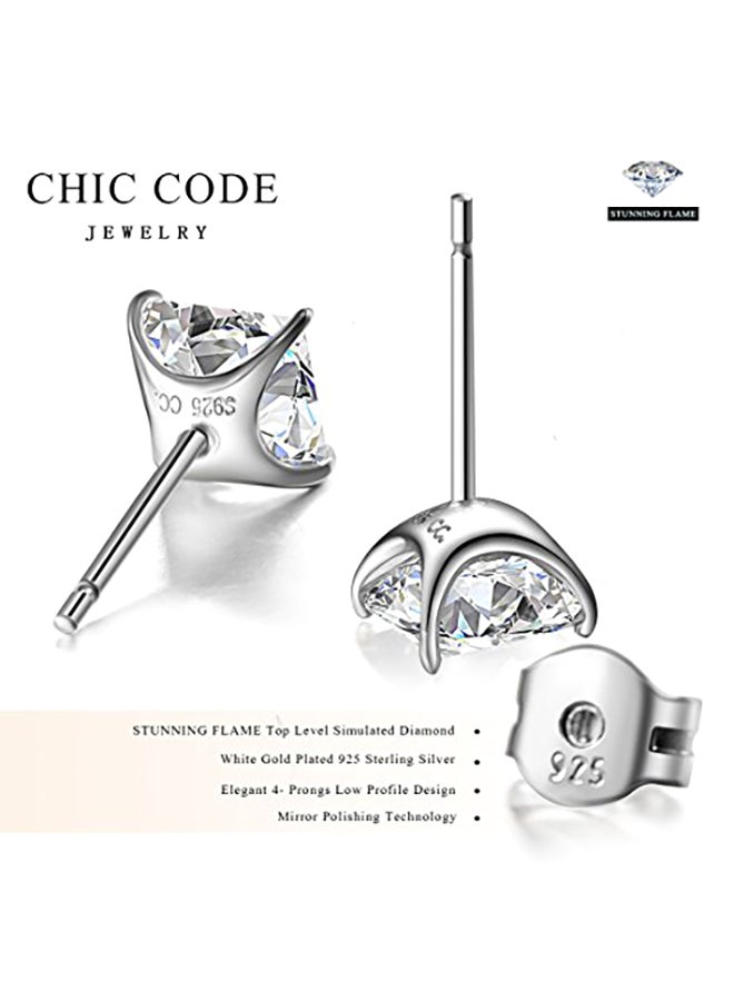 Chic Code 18K Gold Plated Princess Cut Simulated Diamond Studs Earrings - Image 2