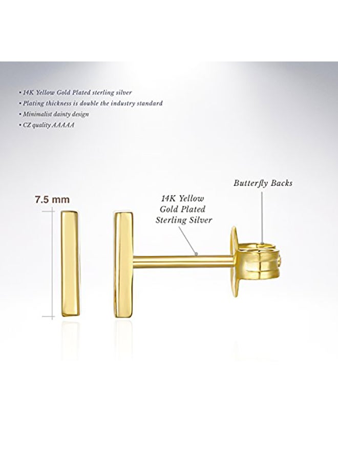 PAVOI 14K Gold Plated Mini Bar Studs Earrings - Image 3