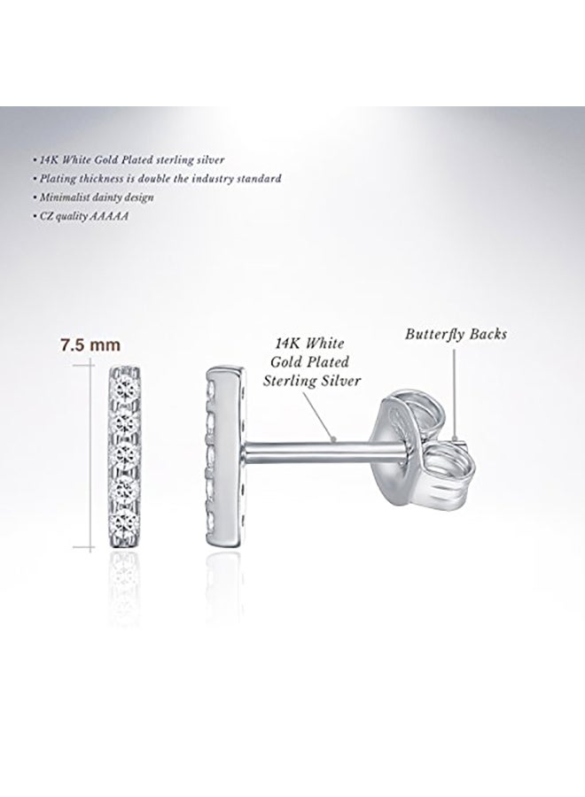 PAVOI - 14K Gold Plated Dainty Mini Bar Stud Earrings - Image 1
