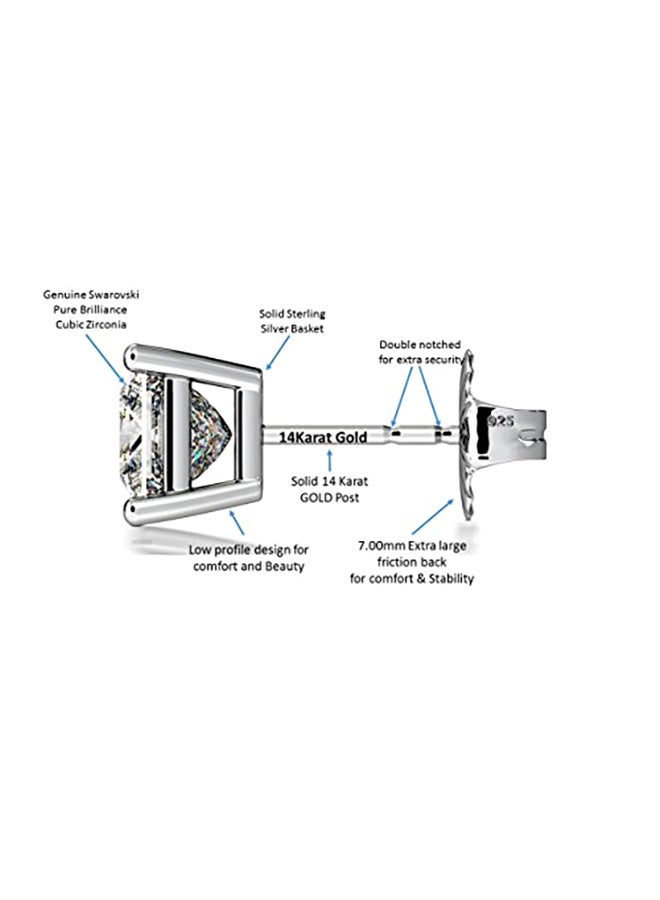 Central Diamond Center - Silver Princess CZ Stud Earrings - Image 1