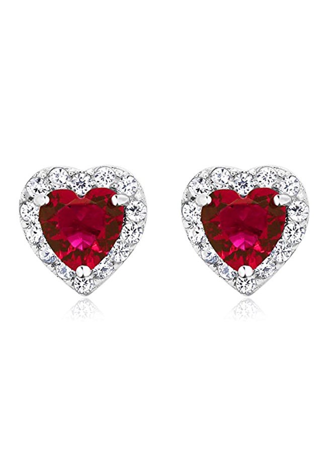 GEM STONE KING 925 Sterling Silver Heart Shape Halo Zircon Stud Earrings - Image 2