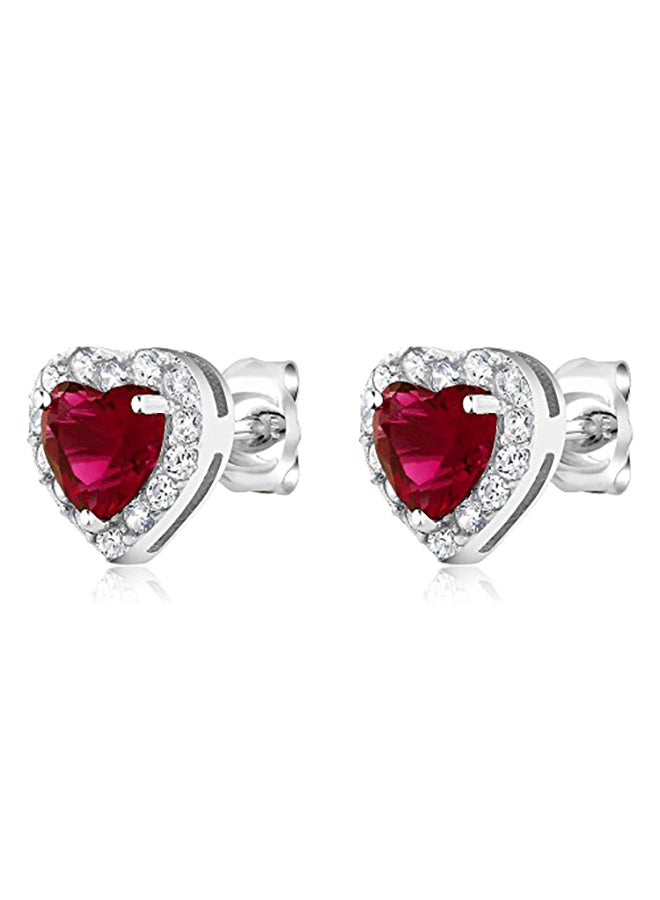 GEM STONE KING 925 Sterling Silver Heart Shape Halo Zircon Stud Earrings - Image 3