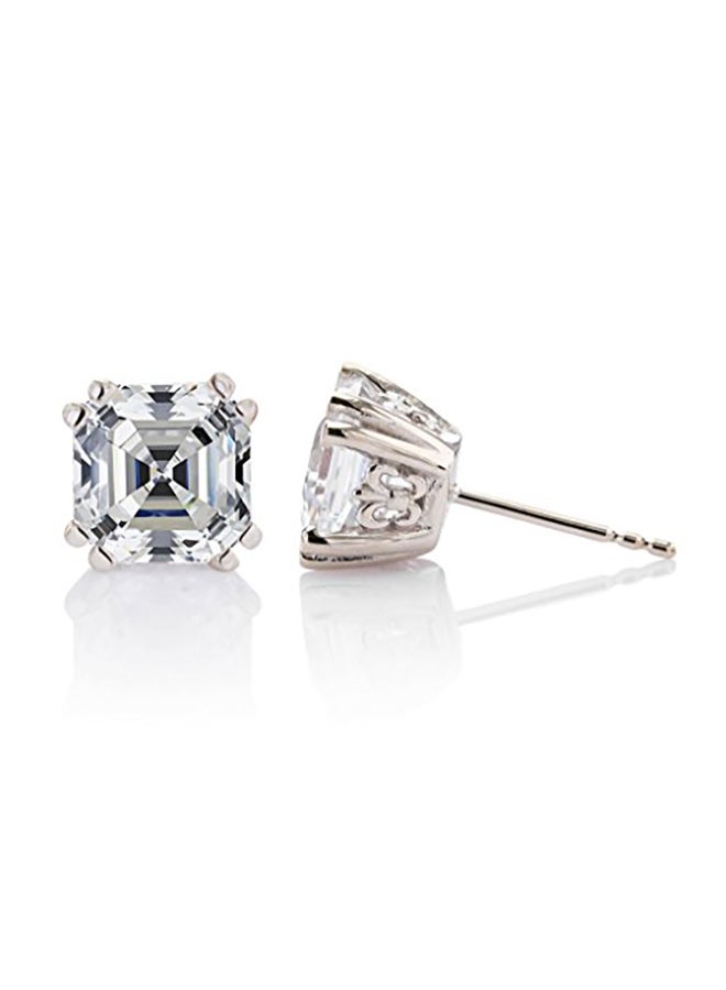 Nana - 14K Gold Post Asscher Cut Swarovski Stud Earrings - Image 1