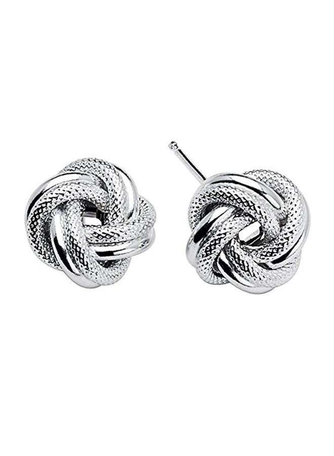 D جوليري أقراط كبس من الفضة الإسترليني عيار 925 بتصميم على شكل عقدة الحبيب - Image 3