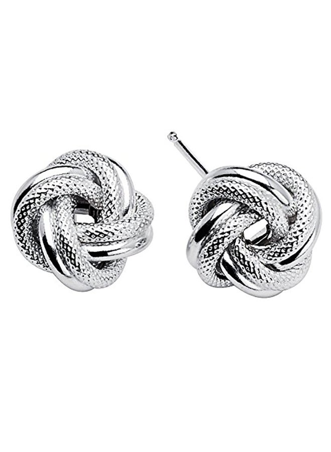 D جوليري أقراط كبس من الفضة الإسترليني عيار 925 بتصميم على شكل عقدة الحبيب - Image 1