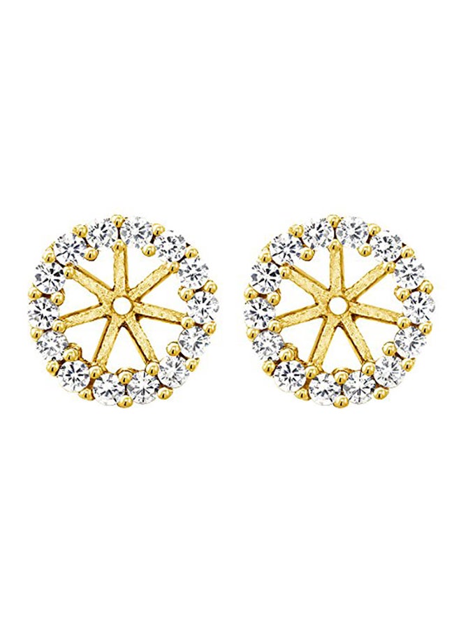 جم ستون كينج حلق أذن من الفضة الإسترليني عيار 925 مطلي بالذهب الأصفر - Image 1