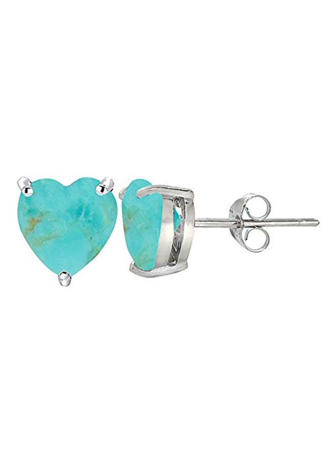 Sterling Silver Simulated Turquoise Heart Stud Earrings - v1551346889/N21536704A_1