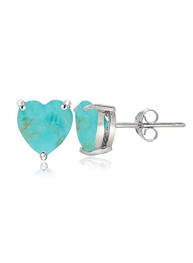 Sterling Silver Simulated Turquoise Heart Stud Earrings - v1551346896/N21536704A_3