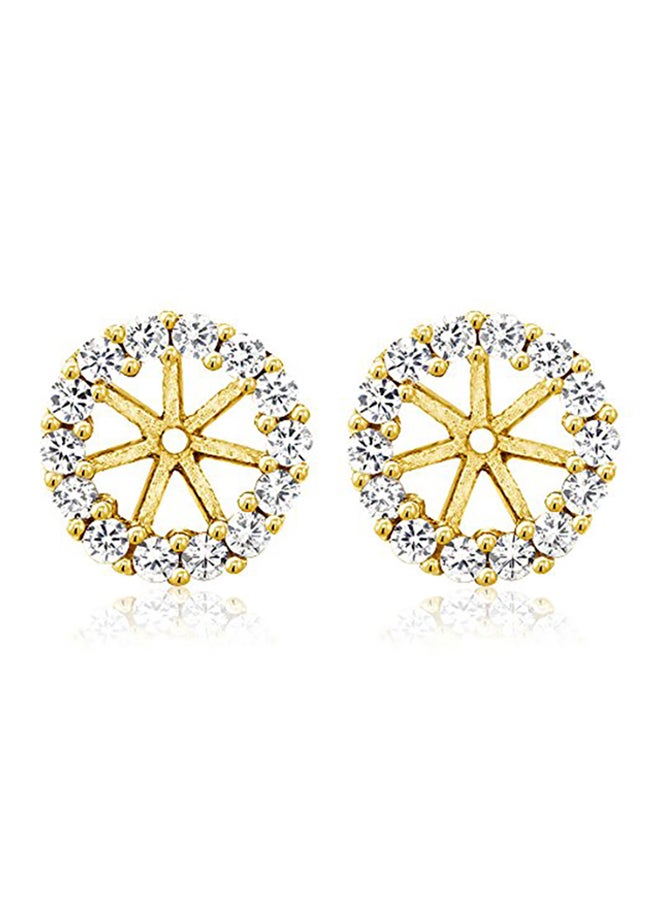 جم ستون كينج حلق أذن من الفضة الإسترليني عيار 925 مطلي بالذهب الأصفر - Image 2