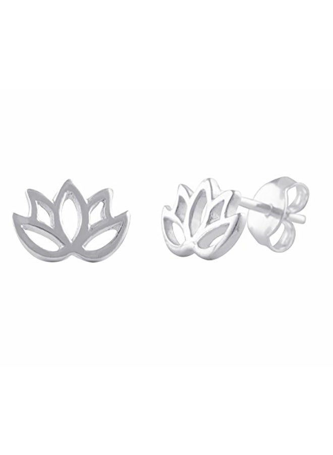 SilverCloseOut - Sterling Silver Lotus Flower Stud Earrings - Image 1