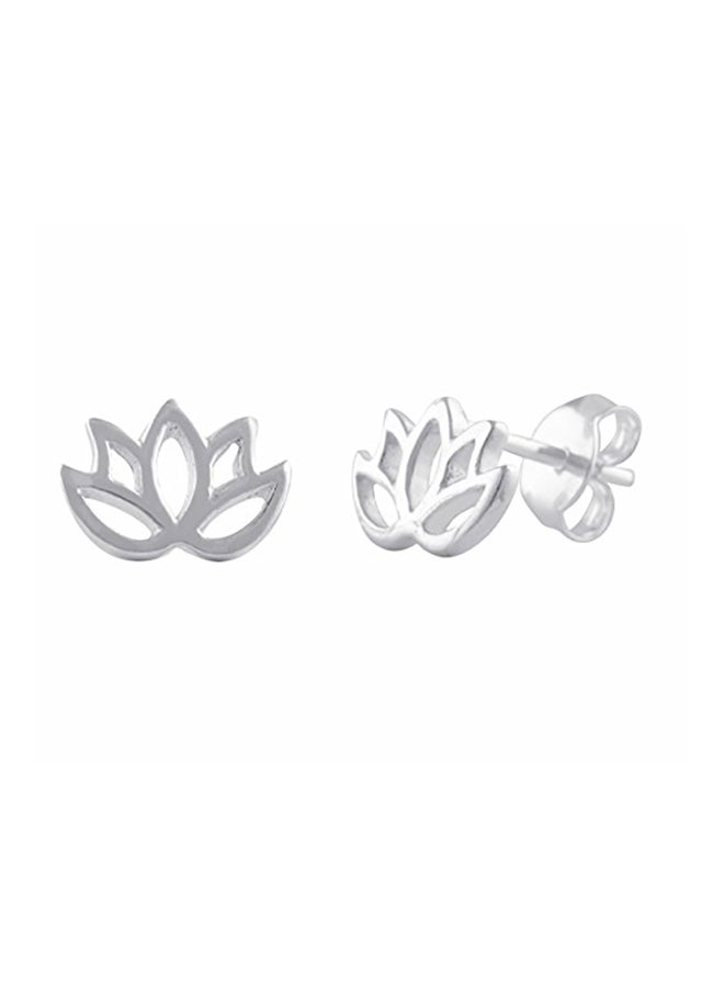 SilverCloseOut - Sterling Silver Lotus Flower Stud Earrings - Image 1