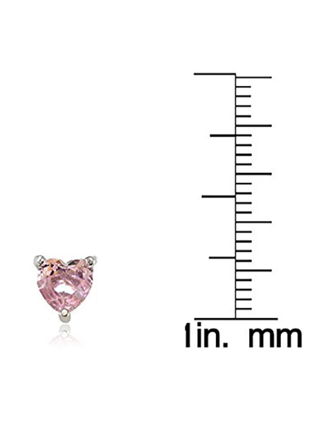 Ice Gems - Sterling Silver Simulated Tourmaline Heart Stud Earrings - Image 1