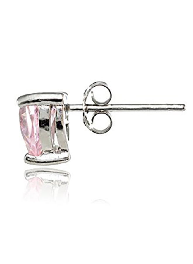Ice Gems - Sterling Silver Simulated Tourmaline Heart Stud Earrings - Image 1