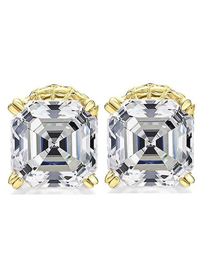 Nana Sterling Silver Asscher Cut Swarovski Zirconia Stud Earrings - Image 2