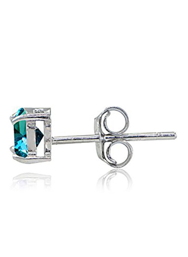 Ice Gems - Sterling Silver Genuine London Topaz Trillion-Cut Stud Earrings - Image 1