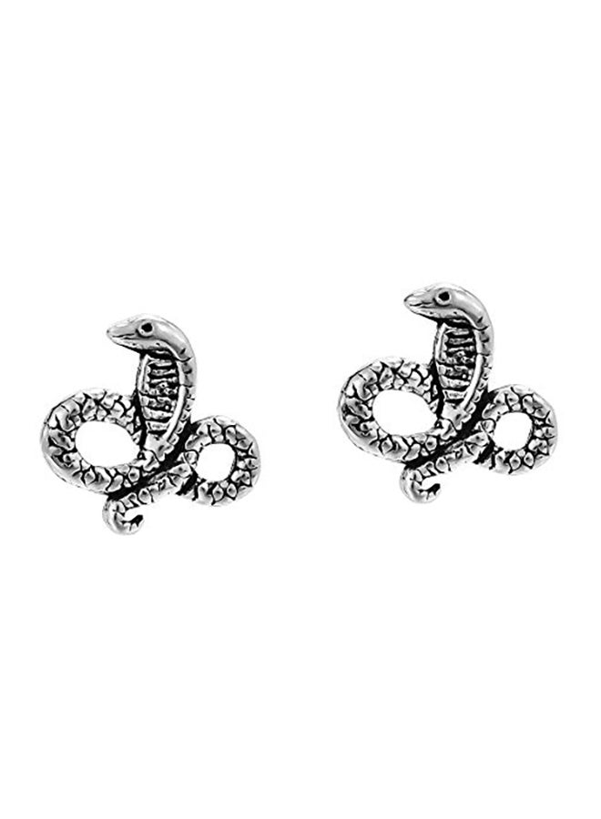 AeraVida 925 Sterling Silver Feisty Mini King Cobra Snake Stud Earrings  - Image 1
