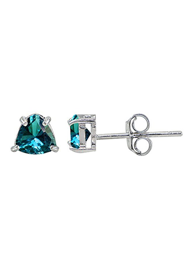 Ice Gems - Sterling Silver Genuine London Topaz Trillion-Cut Stud Earrings - Image 1