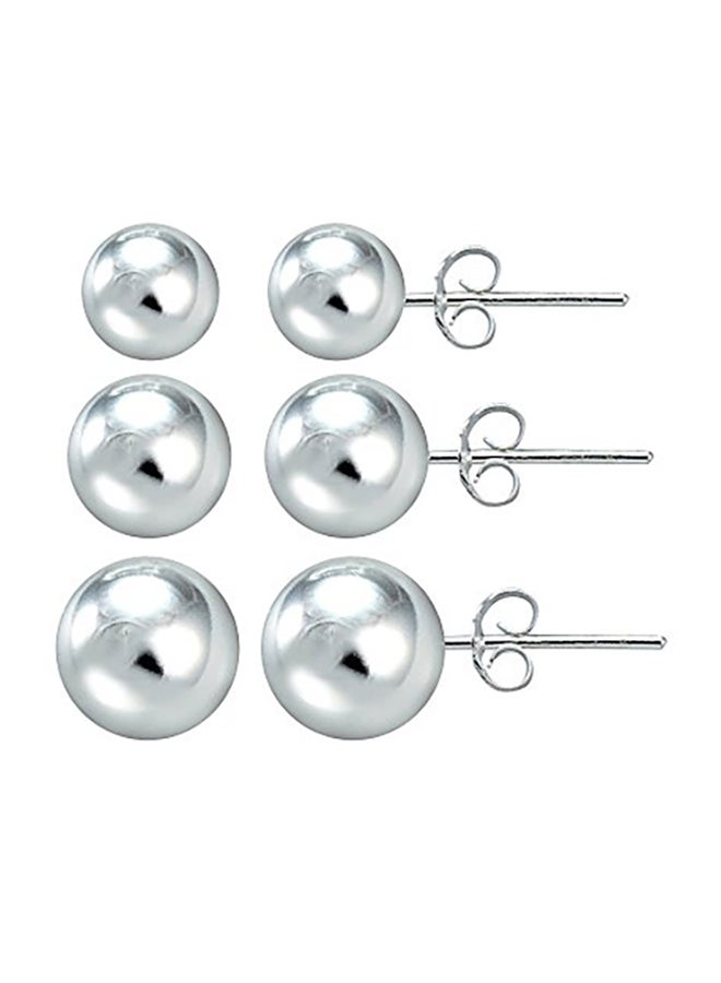 هوبس آند لوبس أقراط كبس من الفضة الإسترليني على شكل خرز مدور - Image 1