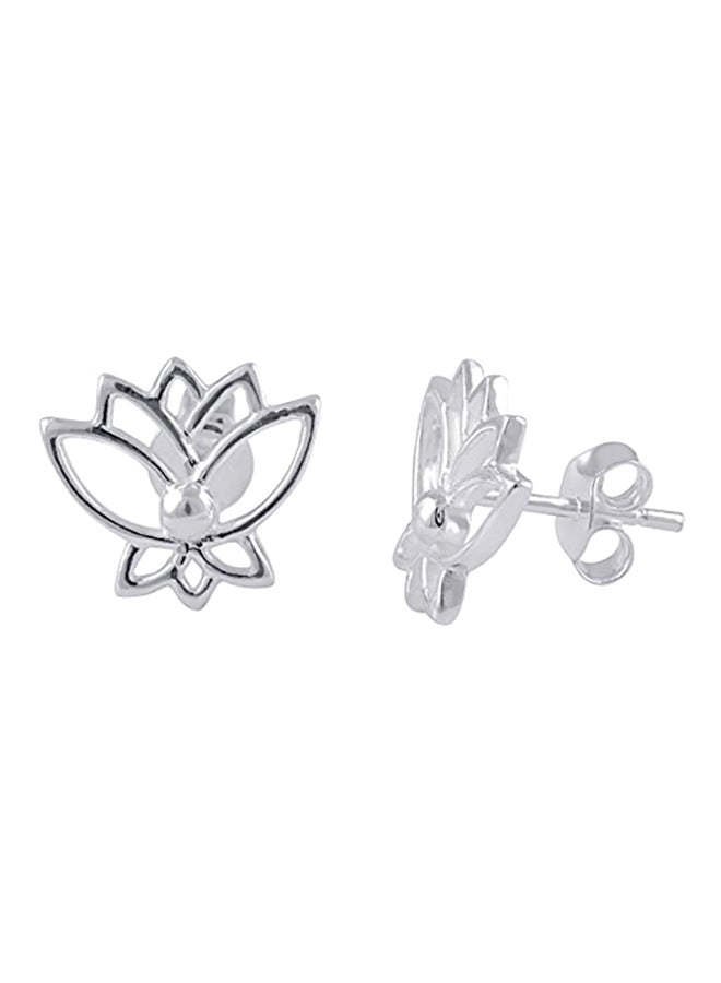 SilverCloseOut Sterling Silver Lotus Flower Stud Earrings - Image 1