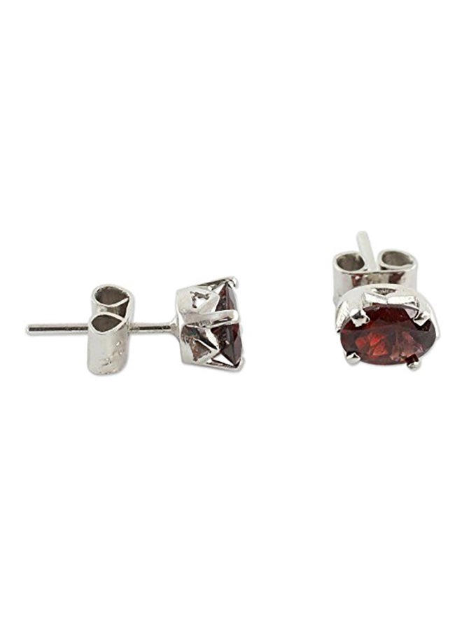 NOVICA 925 Sterling Silver Garnet Artisan Handmade Stud Earrings  - Image 2