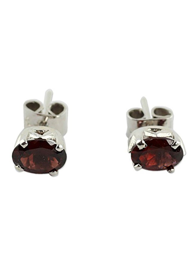 NOVICA 925 Sterling Silver Garnet Artisan Handmade Stud Earrings  - Image 1