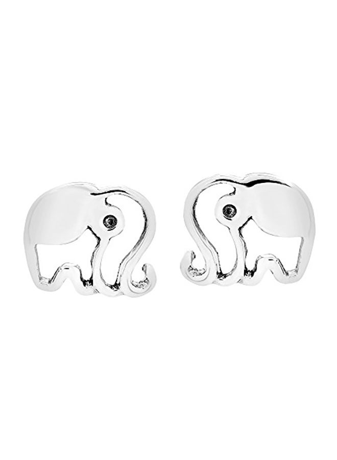 AeraVida 925 Sterling Silver Happy Shiny Elephant Stud Earrings  - Image 1