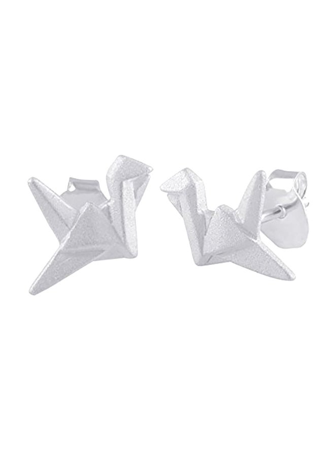 SilverCloseOut Origami Bird Designed Stud Earrings - Image 1