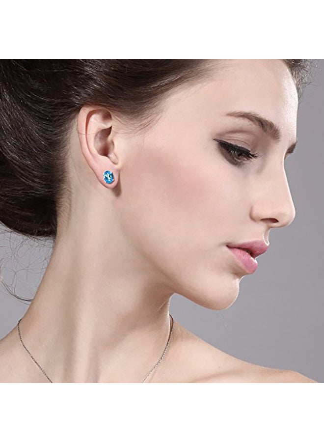 GEM STONE KING 925 Sterling Silver 2.60 Carat Oval Swiss Topaz Birthstone Stud Earrings - Image 2