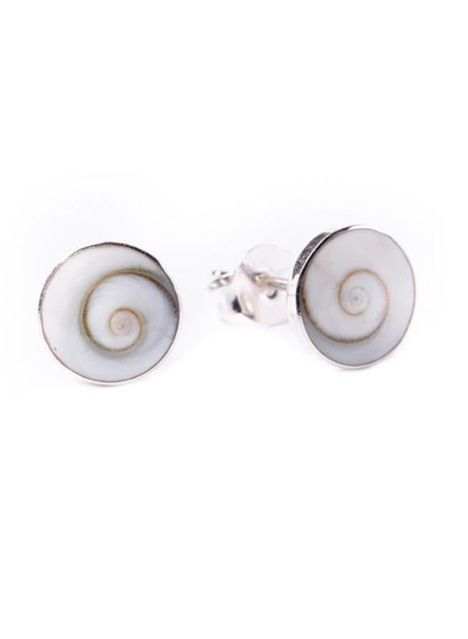 81stgeneration 925 Sterling Silver Spiral Eye Shell  Stud Earrings