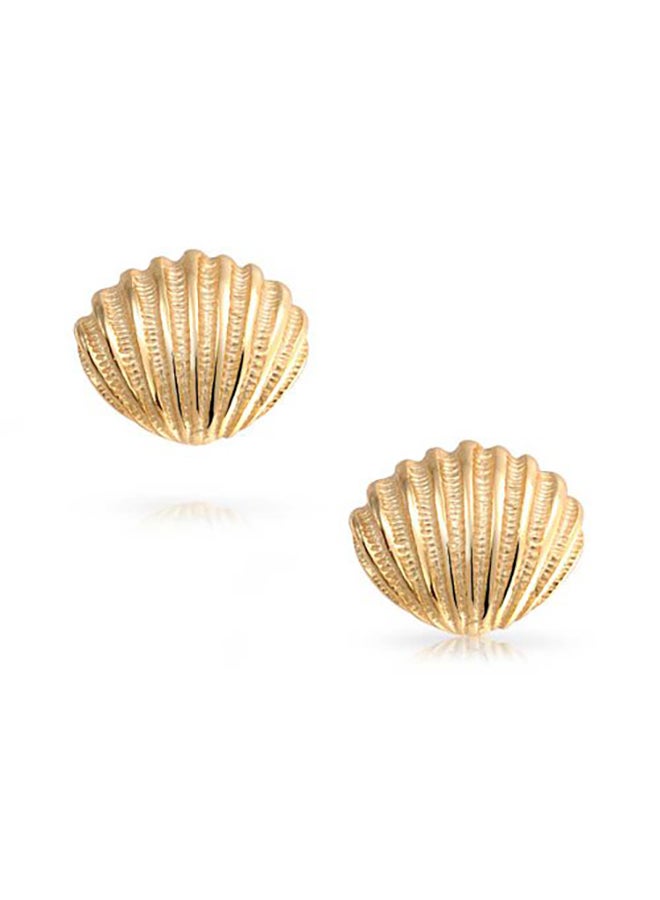 Silver Sterling Gold Plated Nautical Seashell Stud Earrings