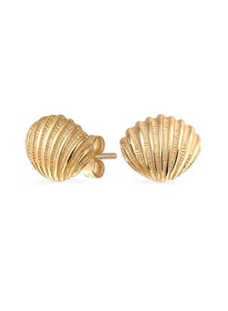 Silver Sterling Gold Plated Nautical Seashell Stud Earrings - v1551347236/N21537652A_1