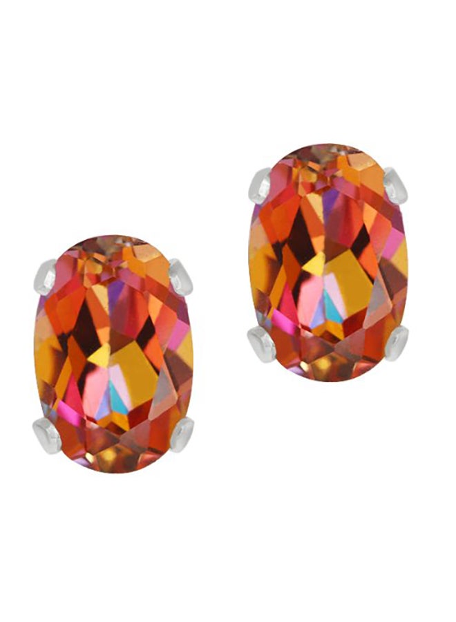 جم ستون كينج أقراط وقلادة من الفضة الإسترليني عيار 925 مرصعة بحجر التوباز أزوتيك إكستاسي بتصميم بيضاوي بوزن 2.10 قيراط - Image 2