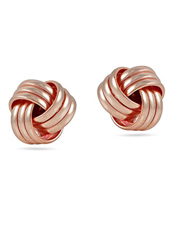 Hoops & Loops - Sterling Silver Rose Gold Flash Polished Love Knot Stud Earrings - Image 1