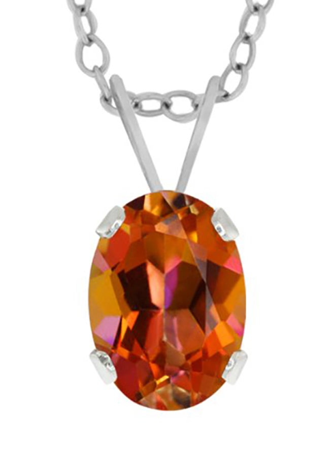 جم ستون كينج أقراط وقلادة من الفضة الإسترليني عيار 925 مرصعة بحجر التوباز أزوتيك إكستاسي بتصميم بيضاوي بوزن 2.10 قيراط - Image 3