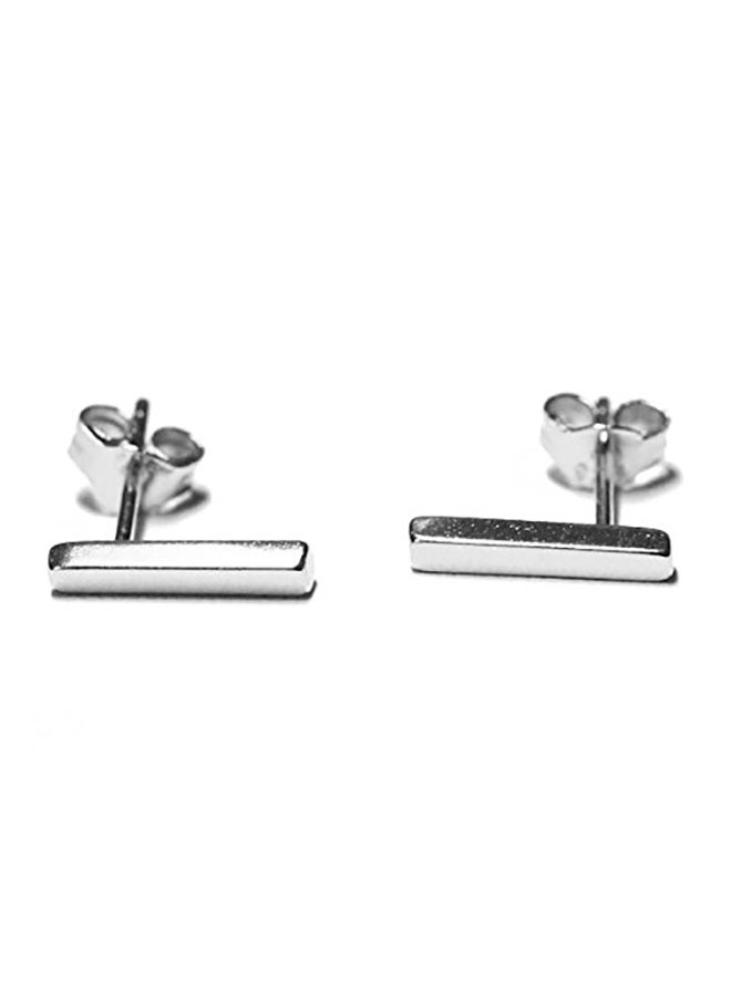 apop nyc Sterling Silver Mini Linear Bar Stud Earrings - Image 2