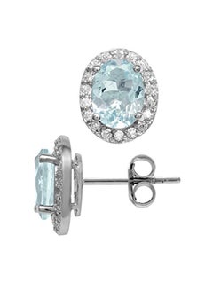 925 Sterling Silver 2.06 Carat Oval Shape Aquamarine Stud Earrings - v1551347290/N21537789A_1