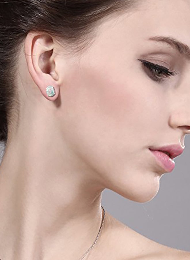 GEM STONE KING 925 Sterling Silver 2.10 Carat Oval Cabochon Simulated Opal Stud Earrings - Image 2