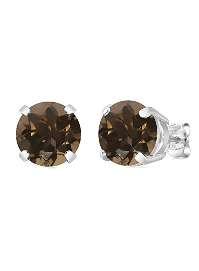 925 Sterling Silver 3.40 Carat Smoky Quartz  Basket Stud Earrings - v1551347302/N21537828A_1